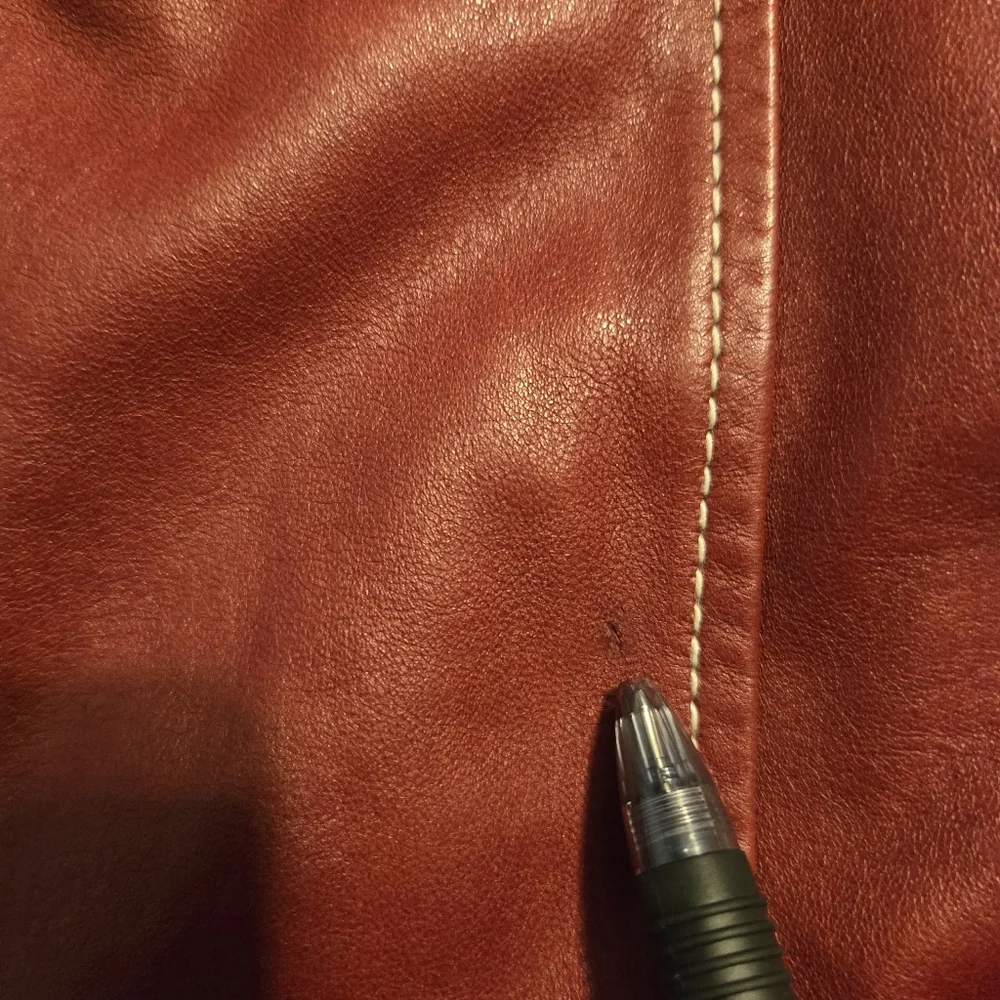 Wilsons Vintage Women's Rust Italian Leather Trenchcoat Sz XL - Picture 14 of 16